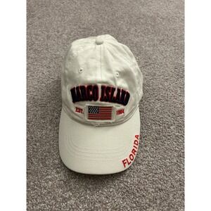 VTG Alvin's Island Marco Island Hat Unisex OSFA White Good Florida USA Flag Cap